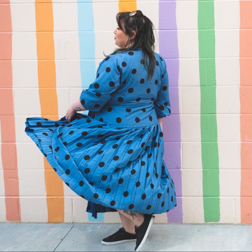 NEW: Wednesdays girl blue polka dot plus size dress